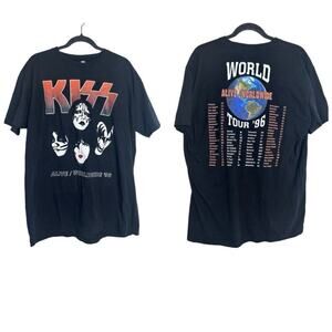 Kiss Concert T-Shirt Alive Worldwide Tour 96-97 Black Size XL